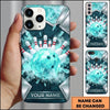 axcorners Bowling Phone Case Crystal Faceted Ball Ice Frost Pins Shattered Wall Metallic Frame Personalized Name Multi Options Cover (7 Colors)