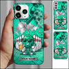 Maxcorners Bowling Phone Case Cool Ball Character Sunglasses Holding Beer Glass Pins Splash Brick Wall Personalized Name Multi Options Cover (7 Colors)