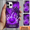 Maxcorners Bowling Phone Case Mythical Dragon Head Fiery Aura Ball Pins Chevron Grid Personalized Name Multi Options Cover (7 Colors)