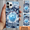 Maxcorners Bowling Phone Case Ice Crystal Frost Ball Pins Camouflage Camo Pattern Shattered Rocks Personalized Name Multi Options Cover (7 Colors)