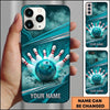 Maxcorners Bowling Phone Case Electric Lightning Energy Ball Pins Strike Hexagon Mesh Carbon Fiber Surface Personalized Name Multi Options Cover (7 Colors)