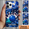 Maxcorners Bowling Phone Case Swirl Texture Ball Strike Pins Camo Camouflage Pattern Hexagon Mesh Splinters Personalized Name Multi Options Cover (7 Colors)