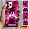 Maxcorners Bowling Phone Case Electric Lightning Energy Bolts Hexagon Mesh Glass Shards Pins Strike Personalized Name Multi Options Cover (7 Colors)