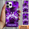 Maxcorners Bowling Phone Case Electric Lightning Energy Bolts Hexagon Mesh Glass Shards Pins Strike Personalized Name Multi Options Cover (7 Colors)