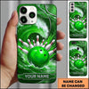 Maxcorners Bowling Phone Case Swirling Ocean Water Wave Water Splashes Ball Pins Strike Metal Plate Personalized Name Multi Options Cover (7 Colors)