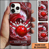 Maxcorners Bowling Phone Case Swirling Ocean Water Wave Water Splashes Ball Pins Strike Metal Plate Personalized Name Multi Options Cover (7 Colors)