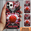 Maxcorners Bowling Phone Case Camo Camouflage Pattern Hexagon Carbon Fiber Grid Ball Pins Lightning Personalized Name Multi Options Cover (7 Colors)