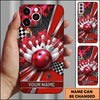 Maxcorners Bowling Phone Case Checkered Racing Flag Carbon Fiber Texture Ball Pins Impact Smoke Personalized Name Multi Options Cover (7 Colors)