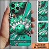 Maxcorners Bowling Phone Case Checkered Racing Flag Carbon Fiber Texture Ball Pins Impact Smoke Personalized Name Multi Options Cover (7 Colors)