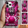 Maxcorners Bowling Phone Case Fierce Wolf Fangs Electric Lightning Strikes Geometric Lines Ball Pins Personalized Name Multi Options Cover (7 Colors)
