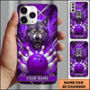 Maxcorners Bowling Phone Case Fierce Wolf Fangs Electric Lightning Strikes Geometric Lines Ball Pins Personalized Name Multi Options Cover (7 Colors)