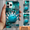 Maxcorners Bowling Phone Case Ball Pins Strike Camo Camouflage Pattern Hexagon Mesh Concrete Plate Personalized Name Multi Options Cover (7 Colors)