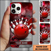 Maxcorners Bowling Phone Case Ball Pins Strike Camo Camouflage Pattern Hexagon Mesh Concrete Plate Personalized Name Multi Options Cover (7 Colors)