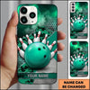 Maxcorners Bowling Phone Case Ball Pins Strike Camo Camouflage Pattern Hexagon Mesh Concrete Plate Personalized Name Multi Options Cover (7 Colors)