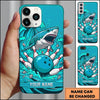 Maxcorners Bowling Phone Case Ocean Shark Sharp Teeth Water Waves Splashes Pins Strike Cartoon Shards Personalized Name Multi Options Cover (7 Colors)