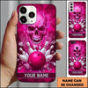Maxcorners Bowling Phone Case Human Skull Electric Lightning Bolts Flying Shards Polygon Geometric Texture Pins Personalized Name Multi Options Cover (7 Colors)