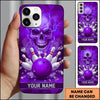 Maxcorners Bowling Phone Case Human Skull Electric Lightning Bolts Flying Shards Polygon Geometric Texture Pins Personalized Name Multi Options Cover (7 Colors)