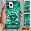Maxcorners Bowling Phone Case Cool Ball Mascot Character Sunglasses Sneakers Pins Strike Cartoon Polygon Background Personalized Name Multi Options Cover (7 Colors)