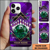 Maxcorners Bowling Phone Case Emerald Gemstone Ball Pins Geometric Frame Smoke Clouds Marble Texture Personalized Name Multi Options Cover (7 Colors)