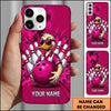 Maxcorners Bowling Phone Case Cool Duck Character Sunglasses Holding Ball Pins Explosion Comic Background Personalized Name Multi Options Cover (7 Colors)