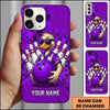 Maxcorners Bowling Phone Case Cool Duck Character Sunglasses Holding Ball Pins Explosion Comic Background Personalized Name Multi Options Cover (7 Colors)