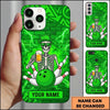 Maxcorners Bowling Phone Case Human Skeleton Cap Sunglasses Holding Beer Mug Ball Pins Lightning Brick Wall Personalized Name Multi Options Cover (7 Colors)