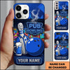Maxcorners Bowling Phone Case Pin Character Shirt Glass Beer Mug Ball Pub Neon Sign Graffiti Wall Personalized Name Multi Options Cover (7 Colors)