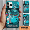 Maxcorners Bowling Phone Case Pin Character Shirt Glass Beer Mug Ball Pub Neon Sign Graffiti Wall Personalized Name Multi Options Cover (7 Colors)