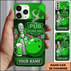 Maxcorners Bowling Phone Case Pin Character Shirt Glass Beer Mug Ball Pub Neon Sign Graffiti Wall Personalized Name Multi Options Cover (7 Colors)