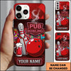 Maxcorners Bowling Phone Case Pin Character Shirt Glass Beer Mug Ball Pub Neon Sign Graffiti Wall Personalized Name Multi Options Cover (7 Colors)