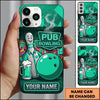 Maxcorners Bowling Phone Case Pin Character Shirt Glass Beer Mug Ball Pub Neon Sign Graffiti Wall Personalized Name Multi Options Cover (7 Colors)
