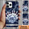 Maxcorners Bowling Phone Case Crystal Diamond Ball Pins Strike Smoke Clouds Marble Texture Geometric Lines Personalized Name Multi Options Cover (7 Colors)