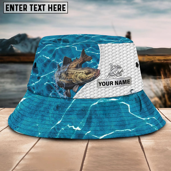 Maxcorners Catfish Fishing Customized Name 3D Blue Bucket Hat