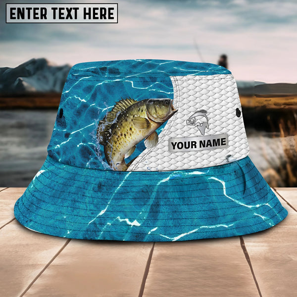 Maxcorners Striped Bass Fishing Customized Name 3D Blue Bucket Hat