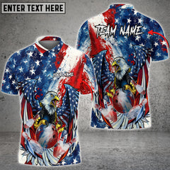 Maxcorners Eagle Color Of USA Flag  Bowling Jersey Personalized Name, Team Name 3D Shirt