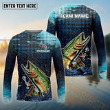 Maxcorners Customize Name Trout Fishing Sky Blue Black Shirt