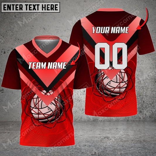 Maxcorners Volleyball Color Options Personalized Name V-neck T-Shirt