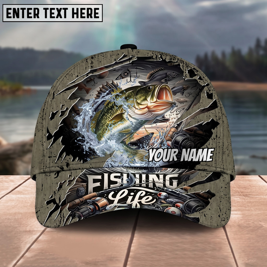 Maxcorners Personalized Fishing Cap  Fishing Life Custom Name 3D Cap (12 Species)