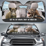 Maxcorners Boar Couple Hunting Custom His Name & Her Name All Over Printed 3D Car Sun Shade