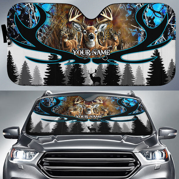 Maxcorners Deer Hunting Camo Pattern Custom Name All Over Printed 3D Car Sun Shade