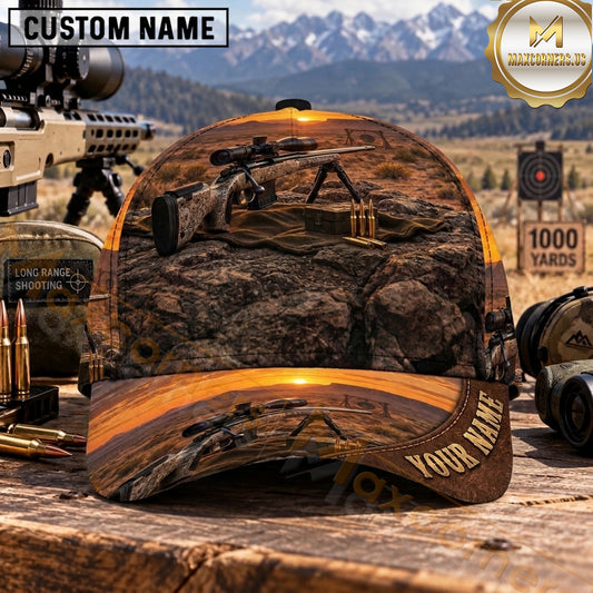 Maxcorners Long Range Shooting Precision Rifle Rugged Rocky Sunset Personalized Name 3D Cap