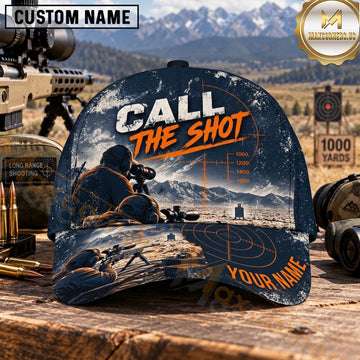 Maxcorners Long Range Shooting Call The Shot Navy Orange Crosshair Personalized Name 3D Cap
