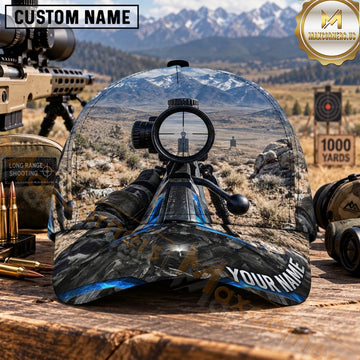 Maxcorners Long Range Shooting Rifle Scope Rocky Mountain Range Personalized Name 3D Cap