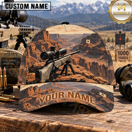 Maxcorners Long Range Shooting Scoped Rifle Copper Desert Canyon Personalized Name 3D Cap