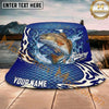 Maxcorners Fishing Blue Scale Happy Quote Personalized Name 3D Bucket Hat (12 Fish Species)