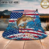 Maxcorners Fishing Patriotic Flag Splash Hook Personalized Name 3D Bucket Hat (12 Fish Species)