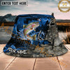 Maxcorners Fishing Dark Camo Hook Splash Personalized Name 3D Bucket Hat (12 Fish Species)