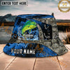 Maxcorners Fishing Dark Camo Hook Splash Personalized Name 3D Bucket Hat (12 Fish Species)