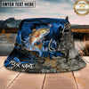 Maxcorners Fishing Dark Camo Hook Splash Personalized Name 3D Bucket Hat (12 Fish Species)