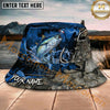 Maxcorners Fishing Dark Camo Hook Splash Personalized Name 3D Bucket Hat (12 Fish Species)